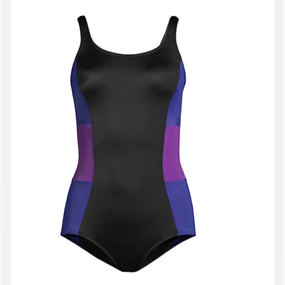 Land’s End One-Piece Swimsuit Scoop Neck Soft Cup Sporty Size 24W - Picture 2 of 12